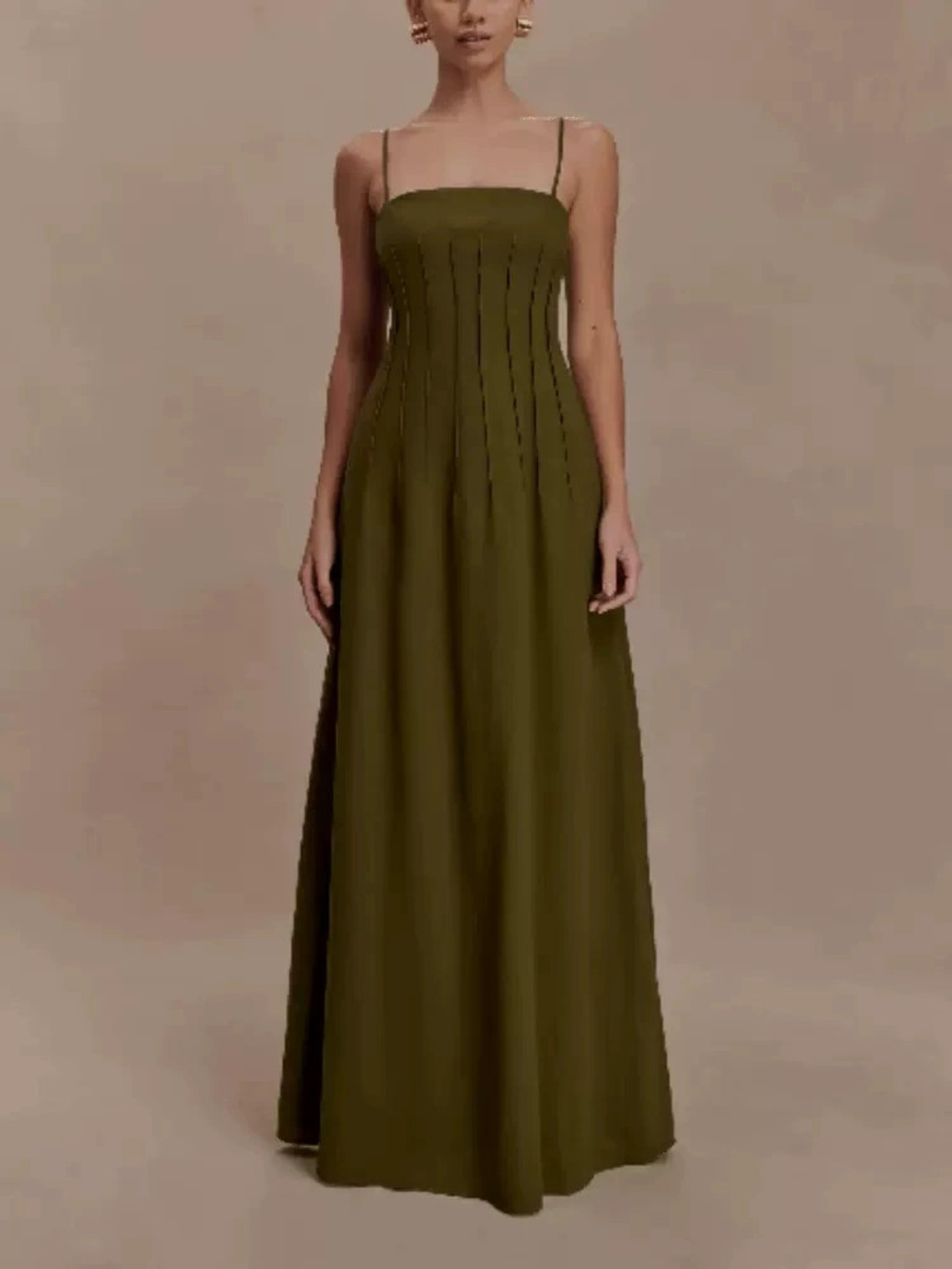 Zara Retro Brown Spaghetti Strap Bodycon Dress